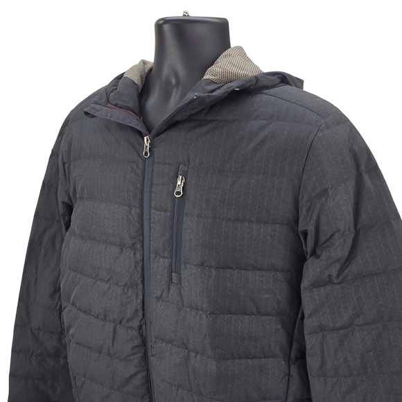 Prana Breathe Men's Large Down Puffer Jacket Gray Lightweight Hooded M2LASS314 - Picture 3 of 9